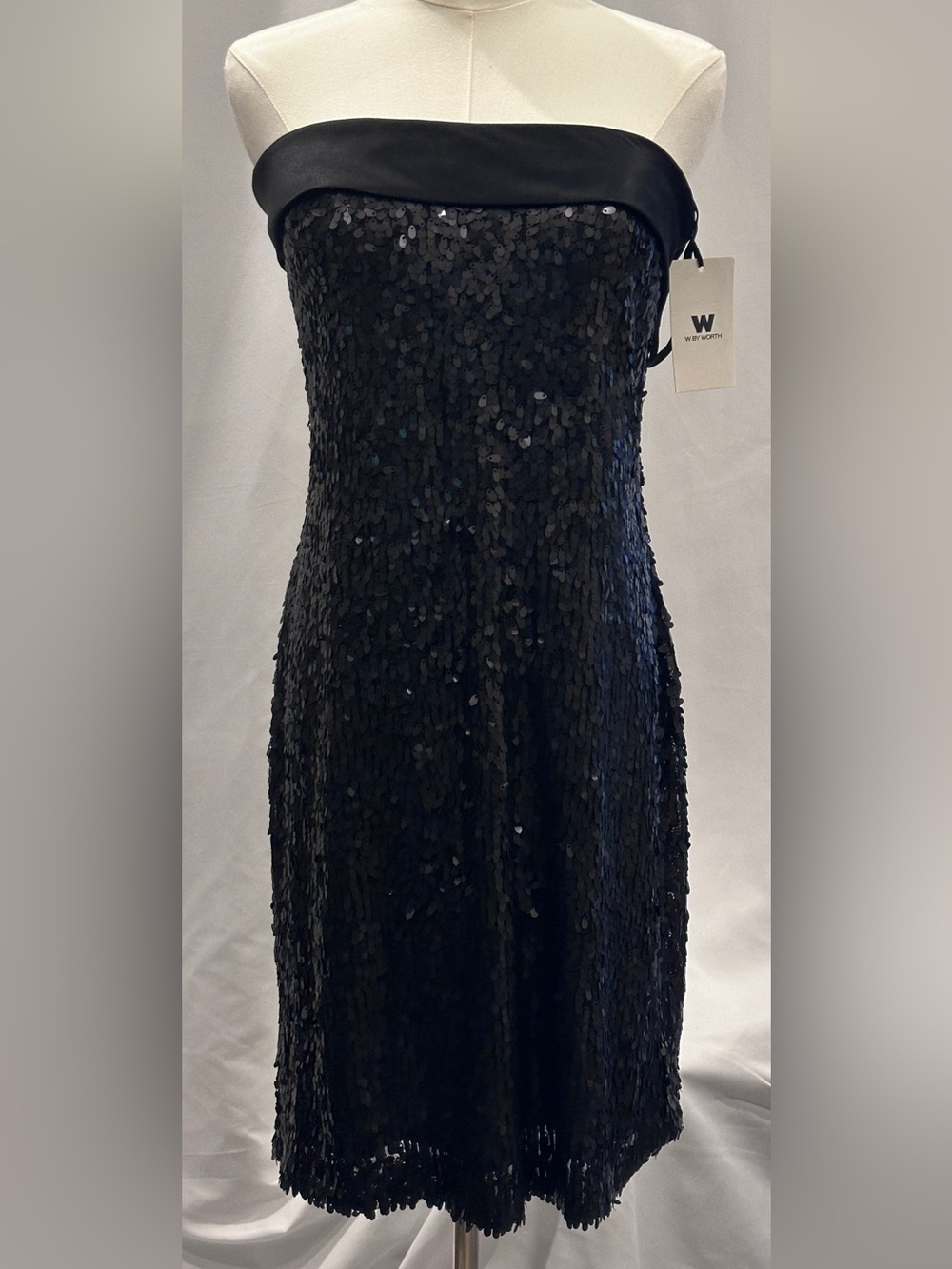 W by Worth Black Strapless Sequin Cocktail Dress